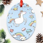 Unicorn Seamless Pattern Background Vector Oval Filigree Ornament (Two Sides) Back