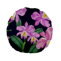 Vector Hand Drawn Orchid Flower Pattern Standard 15  Premium Round Cushions by Sobalvarro