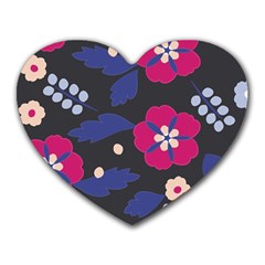 Vector Seamless Flower And Leaves Pattern Heart Mousepads by Sobalvarro