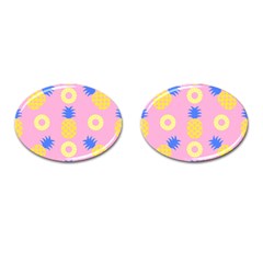 Pop Art Pineapple Seamless Pattern Vector Cufflinks (oval) by Sobalvarro