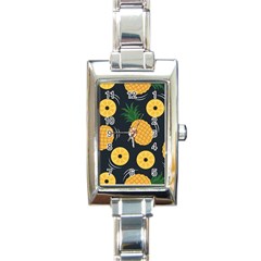 Seamless Pattern Pineapple Pattern Rectangle Italian Charm Watch by Vaneshart