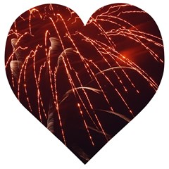 Fireworks Red Orange Yellow Wooden Puzzle Heart by Bajindul