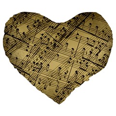 Music Nuts Sheet Large 19  Premium Flano Heart Shape Cushions by Mariart