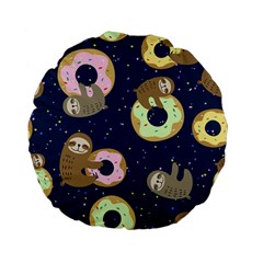 Cute Sloth With Sweet Doughnuts Standard 15  Premium Flano Round Cushions by Sobalvarro