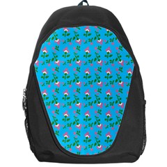 Carnation Pattern Blue Backpack Bag by snowwhitegirl