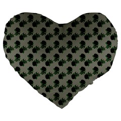 Black Rose Grey Large 19  Premium Heart Shape Cushions by snowwhitegirl