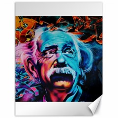 Albert Einstein Retro Wall Graffiti Blue Pink Orange Modern Urban Art Grunge Canvas 18  X 24  by snek