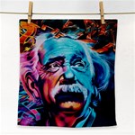 Albert Einstein Retro wall graffiti blue pink orange modern urban art grunge Face Towel Front