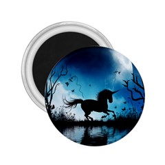 Wonderful Unicorn Silhouette In The Night 2 25  Magnets by FantasyWorld7