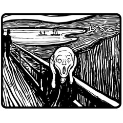 The Scream Edvard Munch 1893 Original Lithography Black And White Engraving Fleece Blanket (medium)  by snek