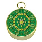 Fauna Bloom Mandalas On Bohemian Green Leaves Gold Compasses Front