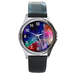 Cosmic Galaxy Stardust Round Metal Watch by trulycreative