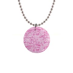 Coffee Pink 1  Button Necklace by Amoreluxe