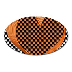 Heart Chess Board Checkerboard Oval Magnet by HermanTelo