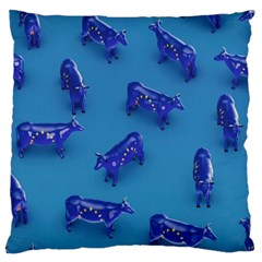 Cow Illustration Blue Large Cushion Case (one Side) by HermanTelo