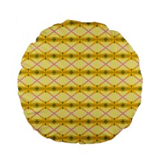 Pattern Pink Yellow Standard 15  Premium Flano Round Cushions by HermanTelo