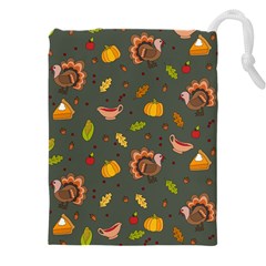 Thanksgiving Turkey Pattern Drawstring Pouch (4xl) by Valentinaart