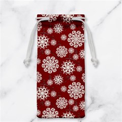 Snowflakes On Red Jewelry Bag by bloomingvinedesign