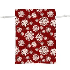 Snowflakes On Red  Lightweight Drawstring Pouch (xl) by bloomingvinedesign