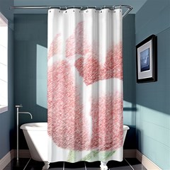 Tulip Red White Pencil Drawing Shower Curtain 36  X 72  (stall)  by picsaspassion