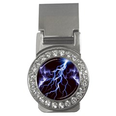 Blue Thunder Colorful Lightning Graphic Money Clips (cz)  by picsaspassion