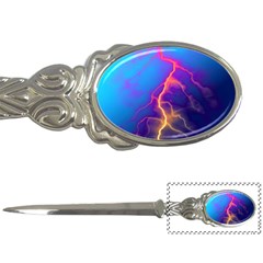 Blue Lightning Colorful Digital Art Letter Opener by picsaspassion