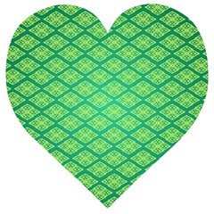 Pattern Texture Geometric Green Wooden Puzzle Heart by Mariart