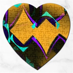 Geometric Gradient Psychedelic Jigsaw Puzzle (heart) by HermanTelo