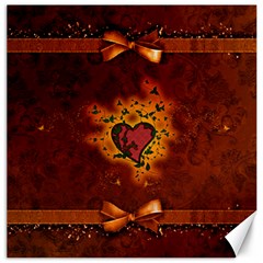 Beautiful Heart With Leaves Canvas 16  X 16  by FantasyWorld7