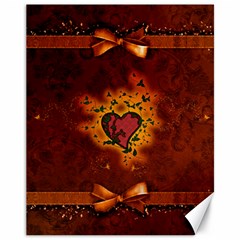 Beautiful Heart With Leaves Canvas 11  X 14  by FantasyWorld7