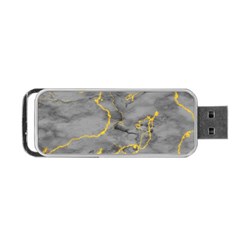 Marble Neon Retro Light Gray With Gold Yellow Veins Texture Floor Background Retro Neon 80s Style Neon Colors Print Luxuous Real Marble Portable Usb Flash (one Side) by genx