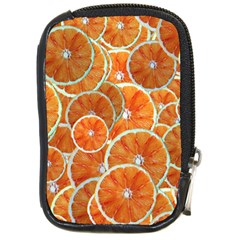 Oranges Background Texture Pattern Compact Camera Leather Case by HermanTelo