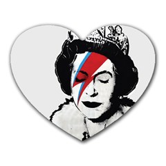 Banksy Graffiti Uk England God Save The Queen Elisabeth With David Bowie Rockband Face Makeup Ziggy Stardust Heart Mousepads by snek