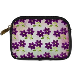 Purple Flower Digital Camera Leather Case by HermanTelo