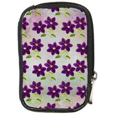 Purple Flower Compact Camera Leather Case by HermanTelo