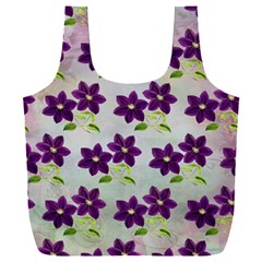 Purple Flower Full Print Recycle Bag (xxxl) by HermanTelo