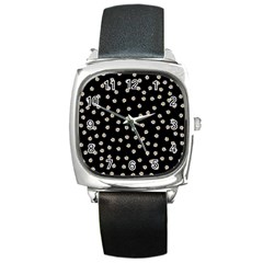 Pattern Marguerites Square Metal Watch by kcreatif