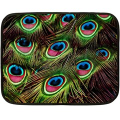 Peacock Feathers Color Plumage Double Sided Fleece Blanket (mini)  by Celenk