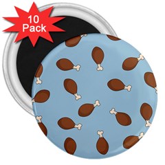 Turkey Leg Pattern - Thanksgiving 3  Magnets (10 Pack)  by Valentinaart