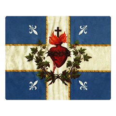 Quebec Flag Drapeau Québec Patriote Carillon Sacré-coeur Christian Catholic Old Vintage With Fleurs De Lys Double Sided Flano Blanket (large) by Quebec