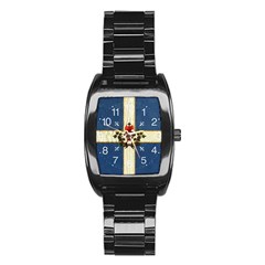 Quebec Flag Drapeau Québec Patriote Carillon Sacré-coeur Christian Catholic Old Vintage With Fleurs De Lys Stainless Steel Barrel Watch by Quebec