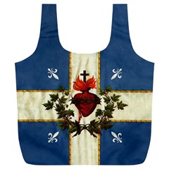 Quebec Flag Drapeau Québec Patriote Carillon Sacré-coeur Christian Catholic Old Vintage With Fleurs De Lys Full Print Recycle Bag (xl) by Quebec