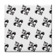 French France Fleur De Lys Metal Pattern Black And White Antique Vintage Tile Coaster by Quebec