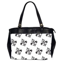 French France Fleur De Lys Metal Pattern Black And White Antique Vintage Oversize Office Handbag (2 Sides) by Quebec