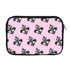 French France Fleur De Lys Metal Pattern Black And White Antique Vintage Pink And Black Rocker Apple Macbook Pro 17  Zipper Case by Quebec