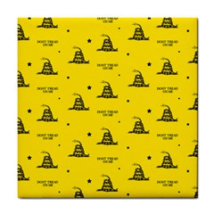 Gadsden Flag Don t Tread On Me Yellow And Black Pattern With American Stars Tile Coaster by snek