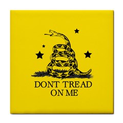 Gadsden Flag Don t Tread On Me Yellow And Black Pattern With American Stars Tile Coaster by snek