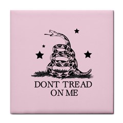 Gadsden Flag Don t Tread On Me Light Pink And Black Pattern With American Stars Tile Coaster by snek