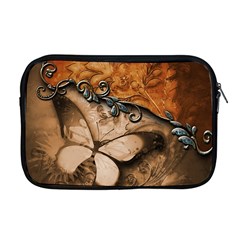 Wonderful Floral Design With Butterflies Apple Macbook Pro 17  Zipper Case by FantasyWorld7