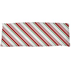 White Candy Cane Pattern With Red And Thin Green Festive Christmas Stripes Body Pillow Case (dakimakura) by genx